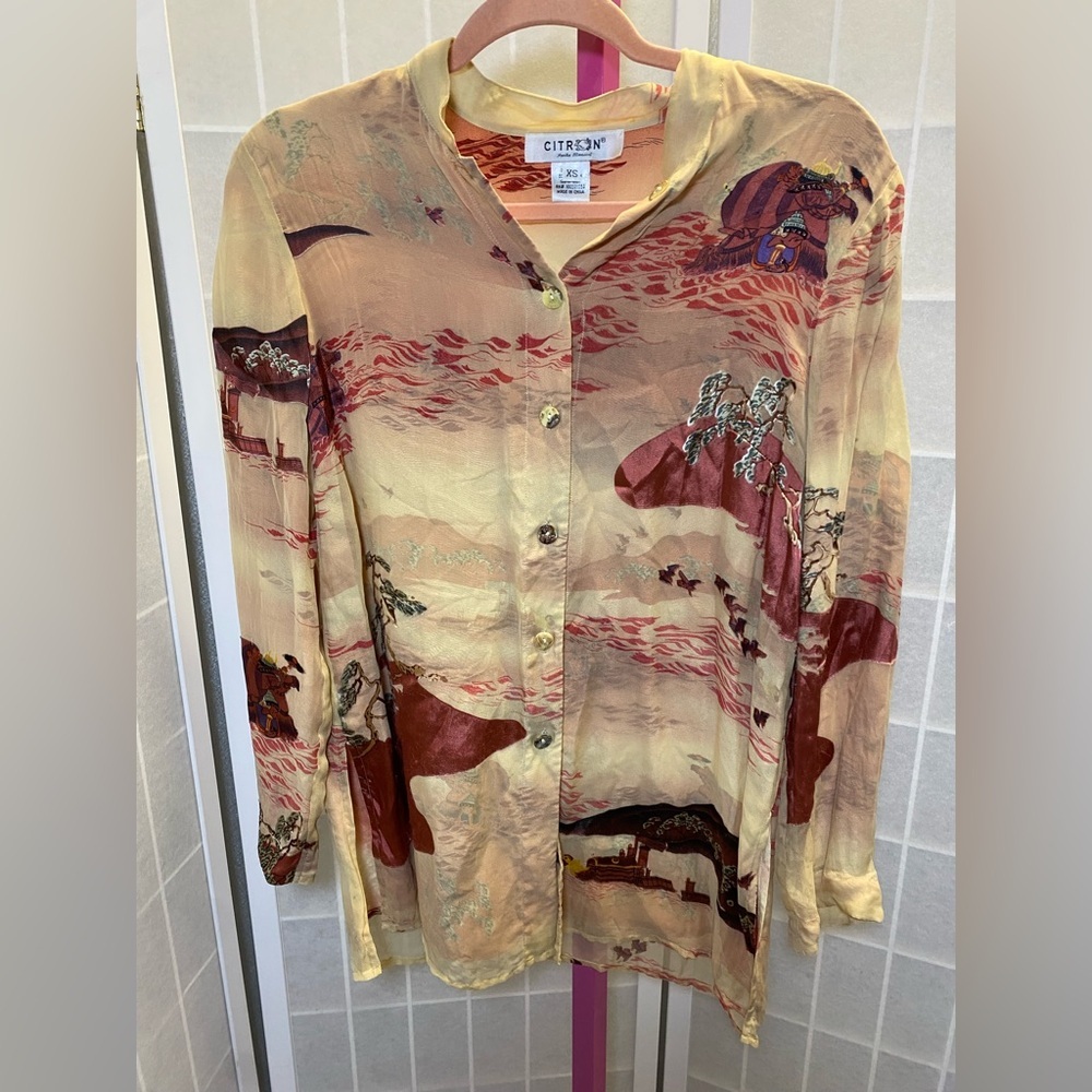 Citron Red and Cream Silk Shirt